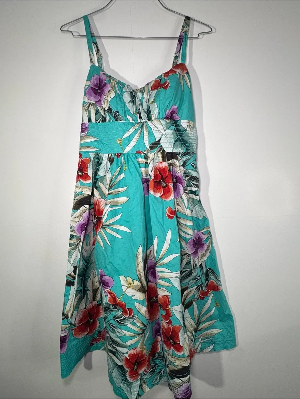 Roz & Ali Teal Strapless Floral Sundress size 6 women’s